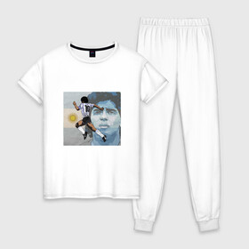 Женская пижама хлопок с принтом Maradona Goal в Белгороде, 100% хлопок | брюки и футболка прямого кроя, без карманов, на брюках мягкая резинка на поясе и по низу штанин | argentina | maradona | messi | sport | аргентина | гол | диего | марадона | месси | мяч | рука бога | спорт | футбол | чемпион