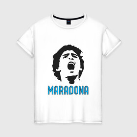 Женская футболка хлопок с принтом Maradona Scream в Белгороде, 100% хлопок | прямой крой, круглый вырез горловины, длина до линии бедер, слегка спущенное плечо | argentina | maradona | messi | sport | аргентина | гол | диего | марадона | месси | мяч | рука бога | спорт | футбол | чемпион