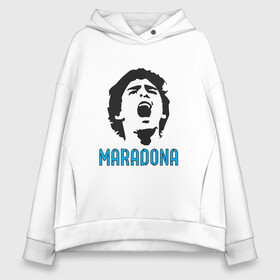 Женское худи Oversize хлопок с принтом Maradona Scream в Белгороде, френч-терри — 70% хлопок, 30% полиэстер. Мягкий теплый начес внутри —100% хлопок | боковые карманы, эластичные манжеты и нижняя кромка, капюшон на магнитной кнопке | argentina | maradona | messi | sport | аргентина | гол | диего | марадона | месси | мяч | рука бога | спорт | футбол | чемпион