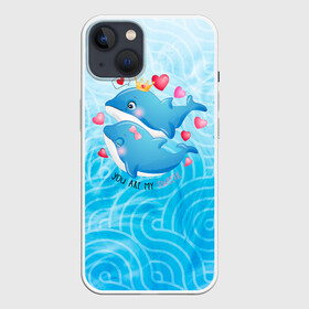 Чехол для iPhone 13 с принтом Два дельфина в Белгороде,  |  | cute | dolphin | два дельфина | дельфин | дельфин в море | дельфинами | любовь | милый | мир | подводный | сердечки