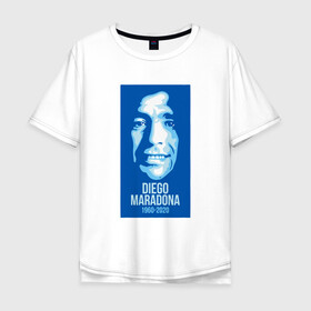 Мужская футболка хлопок Oversize с принтом Super Maradona в Белгороде, 100% хлопок | свободный крой, круглый ворот, “спинка” длиннее передней части | argentina | maradona | messi | sport | аргентина | гол | диего | марадона | месси | мяч | рука бога | спорт | футбол | чемпион