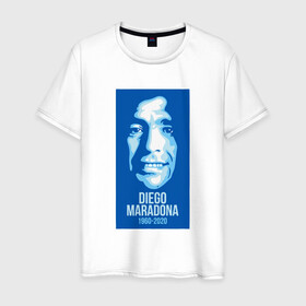Мужская футболка хлопок с принтом Super Maradona в Белгороде, 100% хлопок | прямой крой, круглый вырез горловины, длина до линии бедер, слегка спущенное плечо. | argentina | maradona | messi | sport | аргентина | гол | диего | марадона | месси | мяч | рука бога | спорт | футбол | чемпион