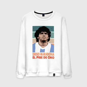 Мужской свитшот хлопок с принтом Maradona - El Pibe De Oro в Белгороде, 100% хлопок |  | argentina | maradona | messi | sport | аргентина | гол | диего | марадона | месси | мяч | рука бога | спорт | футбол | чемпион