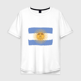 Мужская футболка хлопок Oversize с принтом Maradona Sun в Белгороде, 100% хлопок | свободный крой, круглый ворот, “спинка” длиннее передней части | argentina | maradona | messi | sport | аргентина | гол | диего | марадона | месси | мяч | рука бога | спорт | футбол | чемпион