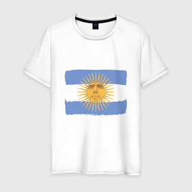 Мужская футболка хлопок с принтом Maradona Sun в Белгороде, 100% хлопок | прямой крой, круглый вырез горловины, длина до линии бедер, слегка спущенное плечо. | argentina | maradona | messi | sport | аргентина | гол | диего | марадона | месси | мяч | рука бога | спорт | футбол | чемпион