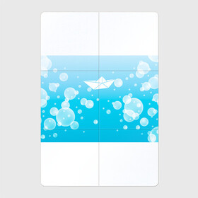 Магнитный плакат 2Х3 с принтом Бумажный кораблик в Белгороде, Полимерный материал с магнитным слоем | 6 деталей размером 9*9 см | Тематика изображения на принте: бумажный | кораблик | кораблики на синем | корабль | пузыри