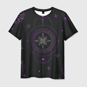 Мужская футболка 3D с принтом Астрология в Белгороде, 100% полиэфир | прямой крой, круглый вырез горловины, длина до линии бедер | астрология | глаз | гороскоп | звезды | лавандовый | лиловый | луна | оккультный глаз | пиктограмма | пиктограммы | руны | солнце | фиолетовый | черный и золотой | эзотерика