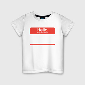 Детская футболка хлопок с принтом Стикер - напиши свое имя в Белгороде, 100% хлопок | круглый вырез горловины, полуприлегающий силуэт, длина до линии бедер | hello my name is | граффити | имя. | приветствие | стикер