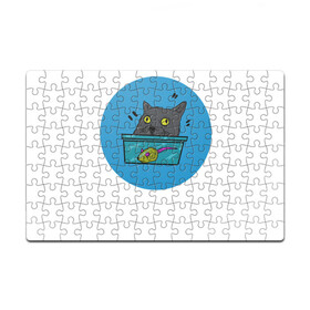 Головоломка Пазл магнитный 126 элементов с принтом Упоротый кот в Белгороде, полимерный материал с магнитным слоем | 126 деталей, размер изделия —  180*270 мм | Тематика изображения на принте: кот | котэ | мышка | усатый | шерстяной