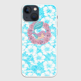 Чехол для iPhone 13 mini с принтом Русалочка и цветы в Белгороде,  |  | flowers | mermaid | морская | русалка | русалочка | ундина | цветы