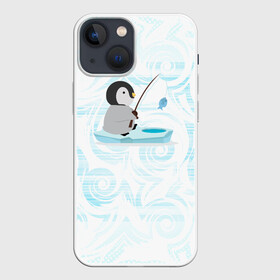 Чехол для iPhone 13 mini с принтом Пингвин рыбачит в Белгороде,  |  | fish | fishing | ловит рыбу | пингвин | рыба | рыбалка | рыбачит