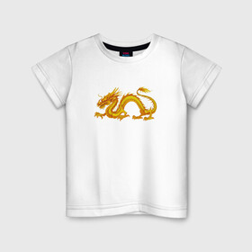 Детская футболка хлопок с принтом Дракон в Белгороде, 100% хлопок | круглый вырез горловины, полуприлегающий силуэт, длина до линии бедер | Тематика изображения на принте: дракон | дракончик | китайский дракон