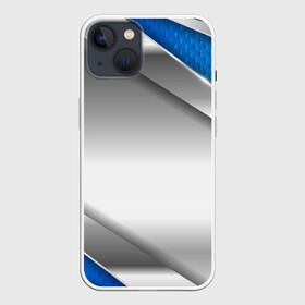 Чехол для iPhone 13 с принтом 3D СЕРЕБРО BLUE LINES в Белгороде,  |  | 3d | 3д | sport | абстракция | линии | паттерн | соты | спортивный стиль | текстуры