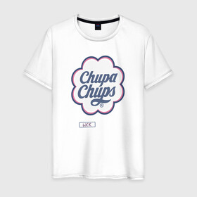 Мужская футболка хлопок с принтом Chupa Chups в Белгороде, 100% хлопок | прямой крой, круглый вырез горловины, длина до линии бедер, слегка спущенное плечо. | chupa chups | lick | леденец | чупа чупс | чупик | чупс | чупсик