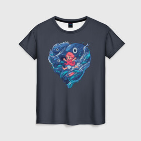 Женская футболка 3D с принтом Ocean heart. Totoro в Белгороде, 100% полиэфир ( синтетическое хлопкоподобное полотно) | прямой крой, круглый вырез горловины, длина до линии бедер | catbus | fish | heart | kanta | kusakabe | mei | ocean | ogaki | satsuki | surf | susuvatari | tatsuo | totoro | water | waves | yasuko | вода | волны | канта | котобус | кусакабэ | море | мэй | огаки | океан | прибой | рыба | сацуки | сердце | сусуватари