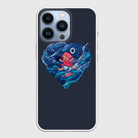 Чехол для iPhone 13 Pro с принтом Ocean heart. Totoro в Белгороде,  |  | Тематика изображения на принте: catbus | fish | heart | kanta | kusakabe | mei | ocean | ogaki | satsuki | surf | susuvatari | tatsuo | totoro | water | waves | yasuko | вода | волны | канта | котобус | кусакабэ | море | мэй | огаки | океан | прибой | рыба | сацуки | сердце | сусуватари