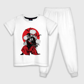 Детская пижама хлопок с принтом САМУРАЙ 007 в Белгороде, 100% хлопок |  брюки и футболка прямого кроя, без карманов, на брюках мягкая резинка на поясе и по низу штанин
 | black | bond | flowers | japan | red | samurai | кимоно | костюм | меч | самурай | цветы | япония
