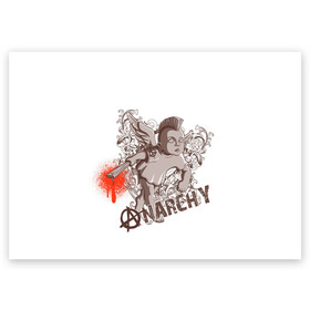 Поздравительная открытка с принтом АНГЕЛ АНАРХИИ в Белгороде, 100% бумага | плотность бумаги 280 г/м2, матовая, на обратной стороне линовка и место для марки
 | anarchy | angel | art | blood | punk | анархия | ангел | ирокез | кровь | крылья | культура | мальчик | панк | символ | узор