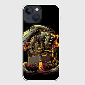 Чехол для iPhone 13 mini с принтом БИТВА С ДРАКОНОМ в Белгороде,  |  | battle | dragon | fantasy | fire | king | knight | битва | дракон | дым | замок | зверь | король | огонь | рыцарь | фэнтези