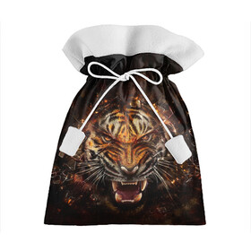 Подарочный 3D мешок с принтом ЯРОСТЬ ТИГРА в Белгороде, 100% полиэстер | Размер: 29*39 см | animal | beast | cat | hunter | tiger | агрессия | брутальность | животные | звери | клыки | кошки | охотник | пасть | природа | рев | тигр | хищник | царь