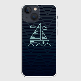Чехол для iPhone 13 mini с принтом Парусная лодка в Белгороде,  |  | sailboat | кораблик | корабль | лодка | парус | парусная лодка | тату | татуировка