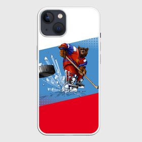 Чехол для iPhone 13 с принтом Русский хоккей в Белгороде,  |  | art | bear | flag | hockey | puck | russia | sport | stick | symbols | арт | клюшка | медведь | россия | символика | спорт | флаг | хоккей | шайба