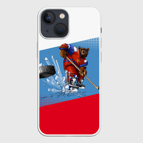 Чехол для iPhone 13 mini с принтом Русский хоккей в Белгороде,  |  | art | bear | flag | hockey | puck | russia | sport | stick | symbols | арт | клюшка | медведь | россия | символика | спорт | флаг | хоккей | шайба