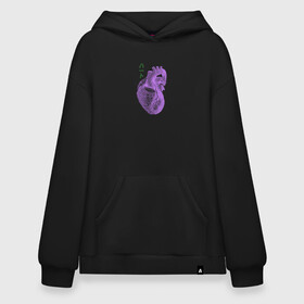 Худи SuperOversize хлопок с принтом Purple heart в Белгороде, 70% хлопок, 30% полиэстер, мягкий начес внутри | карман-кенгуру, эластичная резинка на манжетах и по нижней кромке, двухслойный капюшон
 | анатомия | иероглифы | надпись на японском | орган | сердце | человек