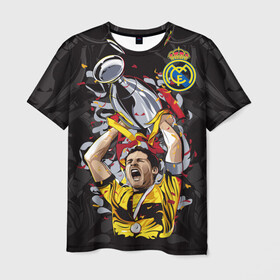Мужская футболка 3D с принтом Икер Касильяс в Белгороде, 100% полиэфир | прямой крой, круглый вырез горловины, длина до линии бедер | fc real madrid | iker casillas | вратарь | икер касильяс | испанский | фк реал мадрид | футболист