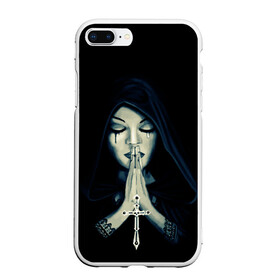 Чехол для iPhone 7Plus/8 Plus матовый с принтом Монашка с крестом в Белгороде, Силикон | Область печати: задняя сторона чехла, без боковых панелей | анархия | крест | крест и монашка | крест череп | крестик | манархия | манашка | молитва | молится | монашка | монашка и крест | монашка с крестиком | монашка с крестом | монашки | с крестом | череп