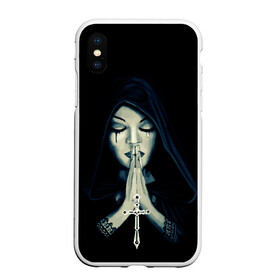 Чехол для iPhone XS Max матовый с принтом Монашка с крестом в Белгороде, Силикон | Область печати: задняя сторона чехла, без боковых панелей | анархия | крест | крест и монашка | крест череп | крестик | манархия | манашка | молитва | молится | монашка | монашка и крест | монашка с крестиком | монашка с крестом | монашки | с крестом | череп