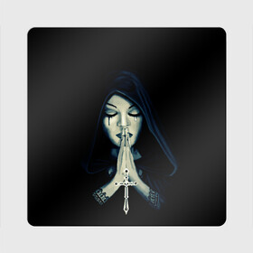 Магнит виниловый Квадрат с принтом Монашка с крестом в Белгороде, полимерный материал с магнитным слоем | размер 9*9 см, закругленные углы | анархия | крест | крест и монашка | крест череп | крестик | манархия | манашка | молитва | молится | монашка | монашка и крест | монашка с крестиком | монашка с крестом | монашки | с крестом | череп