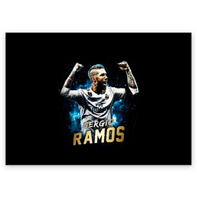 Поздравительная открытка с принтом Серхио Рамос Реал Мадрид в Белгороде, 100% бумага | плотность бумаги 280 г/м2, матовая, на обратной стороне линовка и место для марки
 | Тематика изображения на принте: sergio ramos | sr4 | номер 4 | реал мадрид | сборная испании | серхио рамос | футбол | футболист