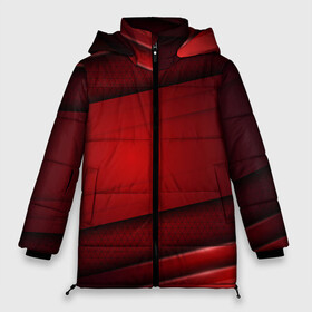 Женская зимняя куртка Oversize с принтом 3D red Абстрактные линии в Белгороде, верх — 100% полиэстер; подкладка — 100% полиэстер; утеплитель — 100% полиэстер | длина ниже бедра, силуэт Оверсайз. Есть воротник-стойка, отстегивающийся капюшон и ветрозащитная планка. 

Боковые карманы с листочкой на кнопках и внутренний карман на молнии | 3d | 3д | sport | абстракция | линии | паттерн | соты | спортивный стиль | текстуры
