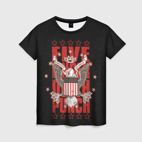 Женская футболка 3D с принтом FFDP Eagle в Белгороде, 100% полиэфир ( синтетическое хлопкоподобное полотно) | прямой крой, круглый вырез горловины, длина до линии бедер | 5fdp | ffdp | five finger death punch | metal | music | rock | альтернатива | группы | метал | музыка | музыкальная группа | рок | рок музыка | хеви метал