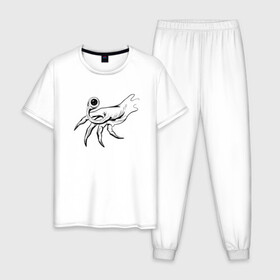 Мужская пижама хлопок с принтом Migi Parasyte в Белгороде, 100% хлопок | брюки и футболка прямого кроя, без карманов, на брюках мягкая резинка на поясе и по низу штанин
 | anime | izumi | kana | kiseijuu | parasyte | parasyte the maxim | reiko | satomi | аниме | десница | идзуми | кана. | миги | мурано | паразит | паразиты | правик | рейко | сатоми | шин