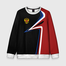 Детский свитшот 3D с принтом РОССИЯ RUSSIA UNIFORM в Белгороде, 100% полиэстер | свободная посадка, прямой крой, мягкая тканевая резинка на рукавах и понизу свитшота | abstraction | flag | geometry | paints | russia | stripes | texture | абстракция | брызги | геометрия | герб россии | краски | неон | неоновый | рашка | родина | россия | соты | текстура | триколор | флаг | флаг россии