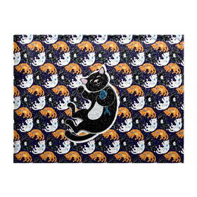 Обложка для студенческого билета с принтом Японские котики в Белгороде, натуральная кожа | Размер: 11*8 см; Печать на всей внешней стороне | Тематика изображения на принте: группа | животные | кот | кот с рыбой | котики | манэки нэко | манящий кот | чёрный кот | япония