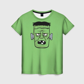 Женская футболка 3D с принтом Зеленый Франкенштейн в Белгороде, 100% полиэфир ( синтетическое хлопкоподобное полотно) | прямой крой, круглый вырез горловины, длина до линии бедер | зеленый | монстр | фильмы | франкенштейн | чудовище | шрек