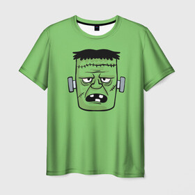 Мужская футболка 3D с принтом Зеленый Франкенштейн в Белгороде, 100% полиэфир | прямой крой, круглый вырез горловины, длина до линии бедер | зеленый | монстр | фильмы | франкенштейн | чудовище | шрек