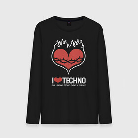 Мужской лонгслив хлопок с принтом I love techno в Белгороде, 100% хлопок |  | i love techno | love | techno | техно | я люблю техно