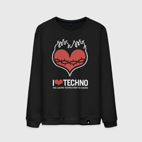 Мужской свитшот хлопок с принтом I love techno в Белгороде, 100% хлопок |  | Тематика изображения на принте: i love techno | love | techno | техно | я люблю техно