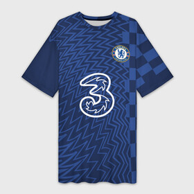 Платье-футболка 3D с принтом FC Chelsea | Home Vapor Match Shirt (2021 22) в Белгороде,  |  | 0x000000123 | chelsea | goalkeeper | stamford bridge | вернер | вратарь | канте | стамфорд бридж | челси