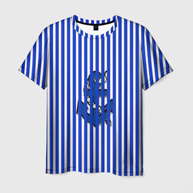 Мужская футболка 3D с принтом Морской стиль в Белгороде, 100% полиэфир | прямой крой, круглый вырез горловины, длина до линии бедер | морской | популярные иллюстрации | синие полоски | тельняшка | якорь