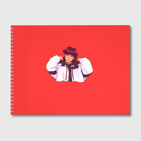 Альбом для рисования с принтом Suga Red в Белгороде, 100% бумага
 | матовая бумага, плотность 200 мг. | Тематика изображения на принте: bts | pop | битиэс | бтс | ви | джей хоуп | джонгук | корейцы | музыка | поп | попса | рм | чимин | чин сюги