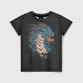 Детская футболка 3D с принтом Дракон в Белгороде, 100% гипоаллергенный полиэфир | прямой крой, круглый вырез горловины, длина до линии бедер, чуть спущенное плечо, ткань немного тянется | dragon | дракон | драконами | драконом | дракоша | иероглиф | мифология | на черном