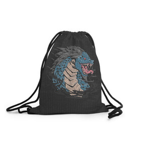 Рюкзак-мешок 3D с принтом Дракон в Белгороде, 100% полиэстер | плотность ткани — 200 г/м2, размер — 35 х 45 см; лямки — толстые шнурки, застежка на шнуровке, без карманов и подкладки | dragon | дракон | драконами | драконом | дракоша | иероглиф | мифология | на черном
