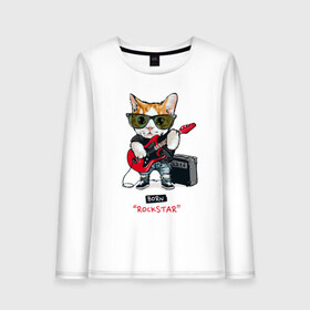 Женский лонгслив хлопок с принтом КРУТОЙ КОТ ГИТАРИСТ в Белгороде, 100% хлопок |  | Тематика изображения на принте: and | cat | cats | cute | funny | guitar | heavy | kitten | kitty | meow | metal | music | n | pet | playing | rock | roll | star | гитара | гитарист | кот | котик | коты | кошка | кошки | крутой | музыка | рок