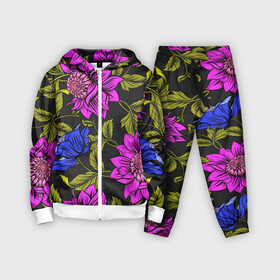 Детский костюм 3D с принтом Цветочный Паттерн в Белгороде,  |  | blue | flower | flowers | green | nature | pattern | purple | spring | summer | весна | ветви | ветки | заросли | зеленый | лаза | лето | листва | листья | орнамент | паттерн | природа | синий | узор | фауна | фиолетовый | флора | цветок