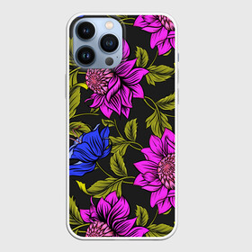 Чехол для iPhone 13 Pro Max с принтом Цветочный Паттерн в Белгороде,  |  | blue | flower | flowers | green | nature | pattern | purple | spring | summer | весна | ветви | ветки | заросли | зеленый | лаза | лето | листва | листья | орнамент | паттерн | природа | синий | узор | фауна | фиолетовый | флора | цветок